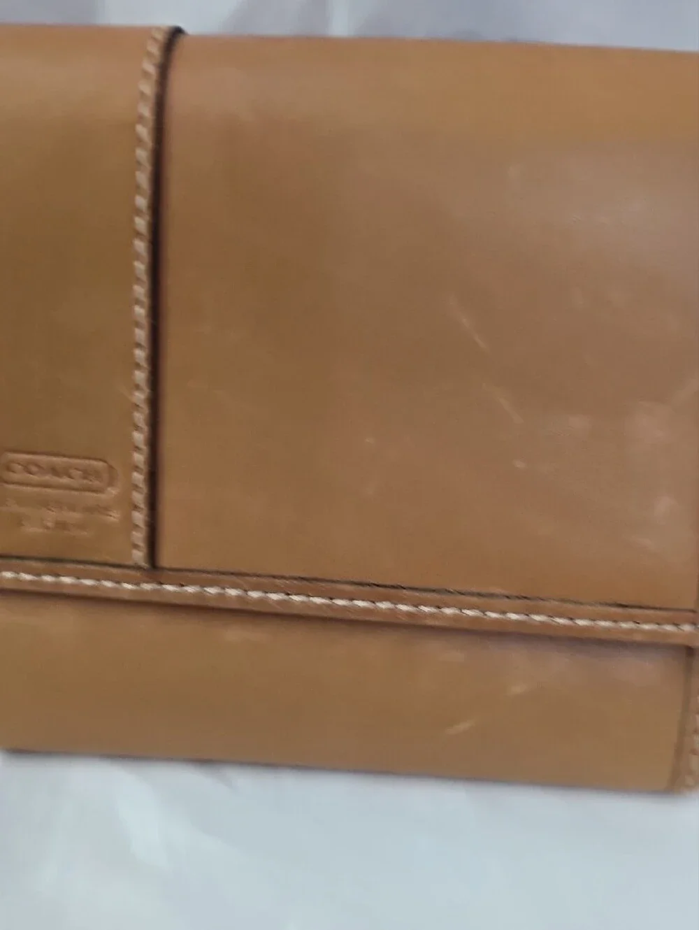 Coach Tan Leather Fold-Over Wallet
